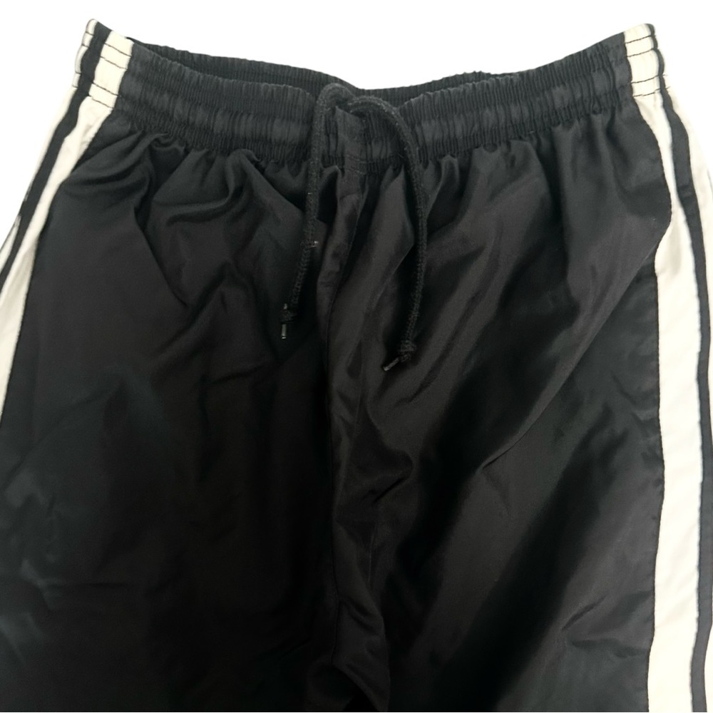 Adidas Track Pants M (10-12) Black Zipper Cinched Cuffs Drawstring - Picture 2 of 8